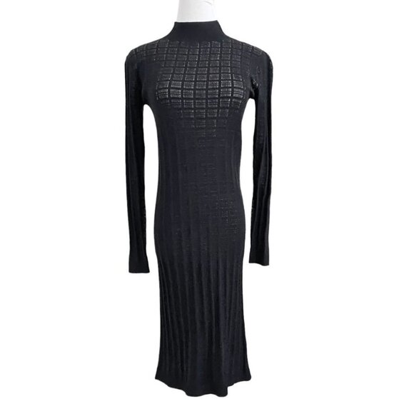TIGER OF SWEDEN MALACO BLACK WHITE KNIT LONG SLEEVE MAXI DRESS - S - Picture 1 of 9
